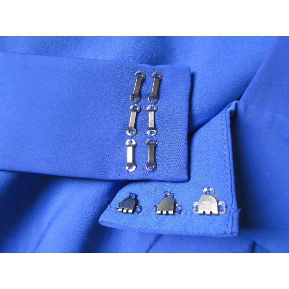 NWT BCBG MaxAzria Rossana in Royal Blue Satin Wide Leg Cutout Jumpsuit 0 x 32 - Picture 8 of 14